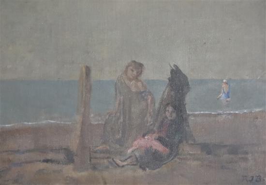 § Rodney Joseph Burn (1899-1984) Figures on Brighton Beach 1922 10 x 14in.